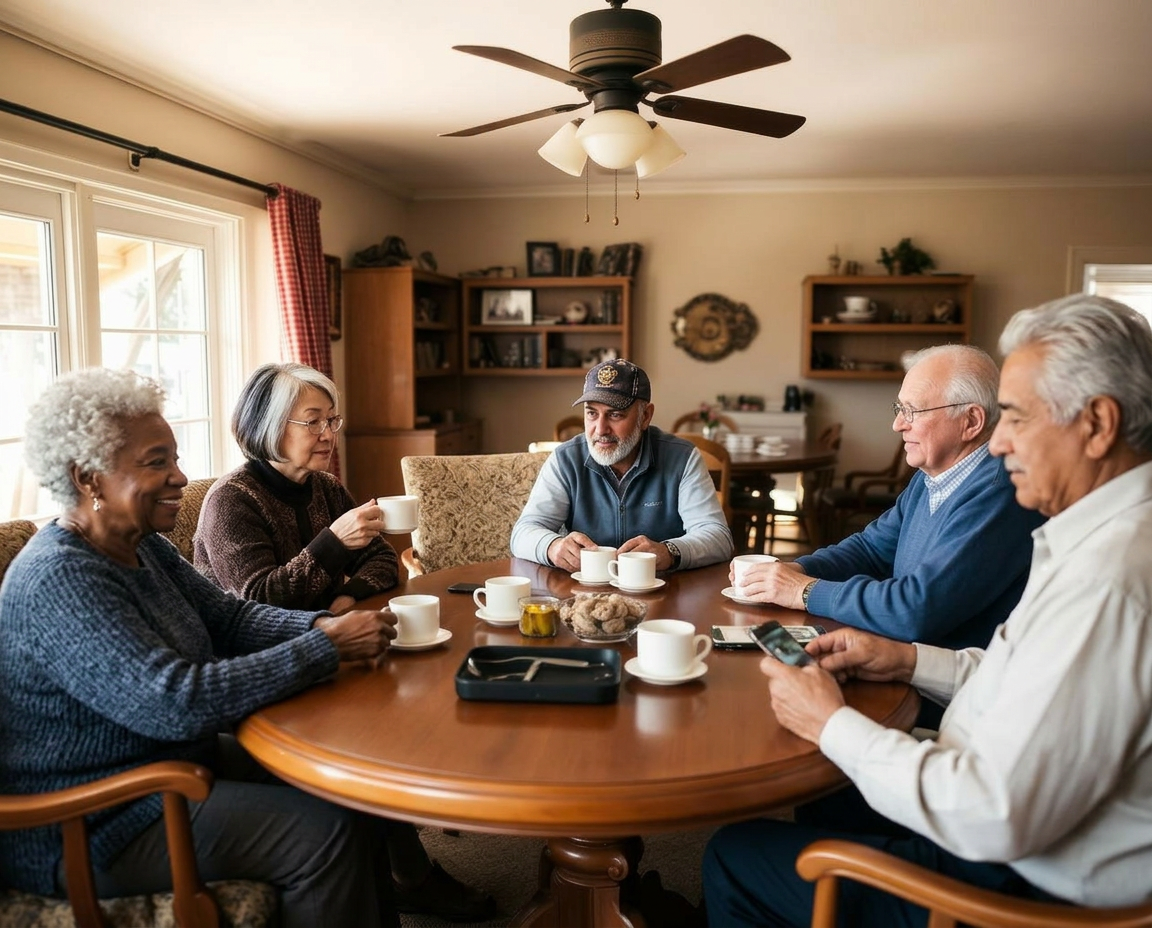 Residents around the kitchen table